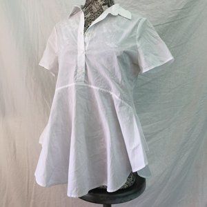 Uniquely structured, 100% cotton white blouse